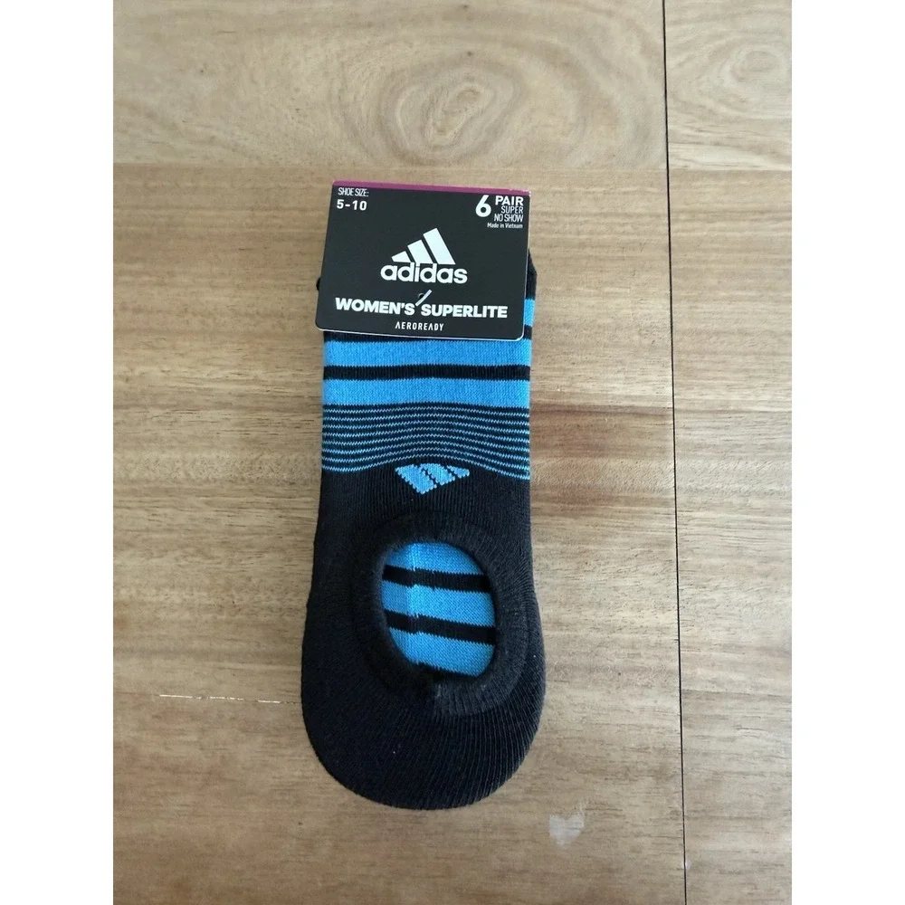 Adidas Women's Superlite AeroReady Super No Show Socks 6 Pair Size 5-10 NWT